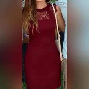 Express Burgundy Lace Mini Dress